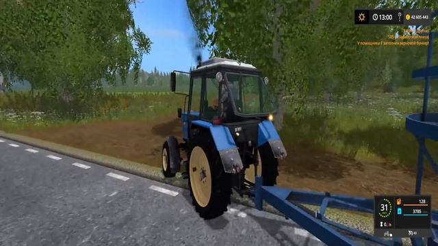 Farming Simulator 2017. Нестеровка. Трактор Беларус Мтз-82.1  Прицеп-бочка смотреть онлайн