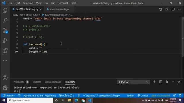 Find the last word in string - python | codin india