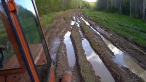 т-25 едем по грязи в деревню