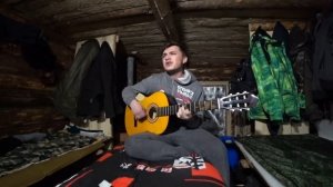 DIY Log Cabin in Siberian Forest | Campfire Guitar