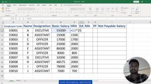 Salary Sheet in Ms excel 2019 | How to make salary sheet in Excel 2019 in Hindi | TA, DA, HRA, PF