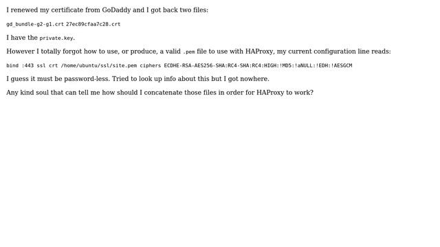 HAProxy SSL with new GoDaddy certs смотреть онлайн