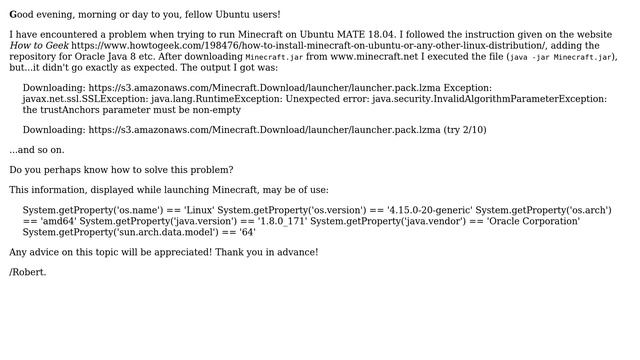 Ubuntu: Java error when running Minecraft: "...the trustAnchors parameter must be non-empty" смотреть онлайн