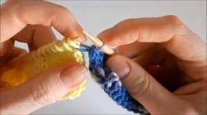 Шов на двух спицах по открытым петлям (плечевой, соединение по кругу)