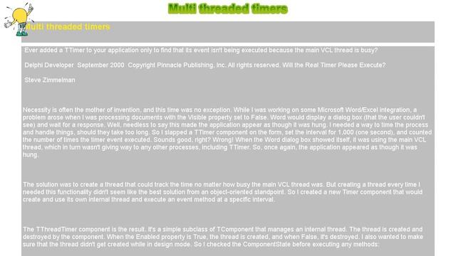 How to : Multi threaded timers