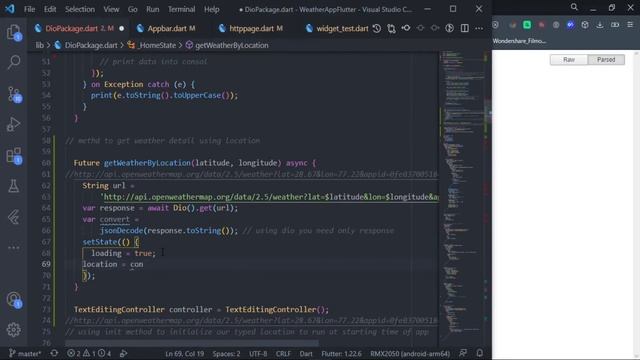 Weather App Flutter #4 Live Current user Location | Speed Code | Code With Nix | Geolocator package