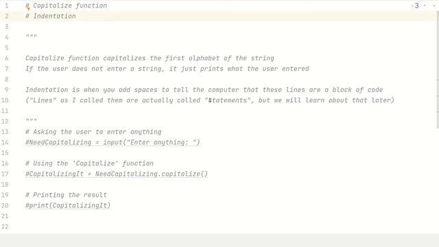 Python with Anvita #18 - capitalize(); Indentation | Absolute beginner | Full course
