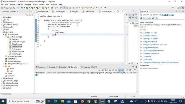 Day 16 Java continue statement - Program with example смотреть онлайн