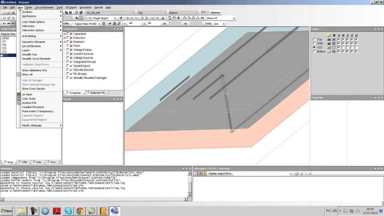 Анализ тестовых микрополосовых линий на TDR характеристики в Ansys SIwave