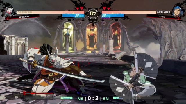 GGST ▰ Jiro (#3 Ranked Anji) vs Iwan (TOP Ranked Nagoriyuki). High Level Gameplay