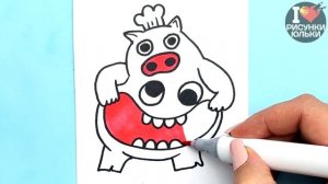 Как нарисовать Chef Pigster нового Монстра из игры Garten Of Banban Глава 3 | Рисунки Юльки