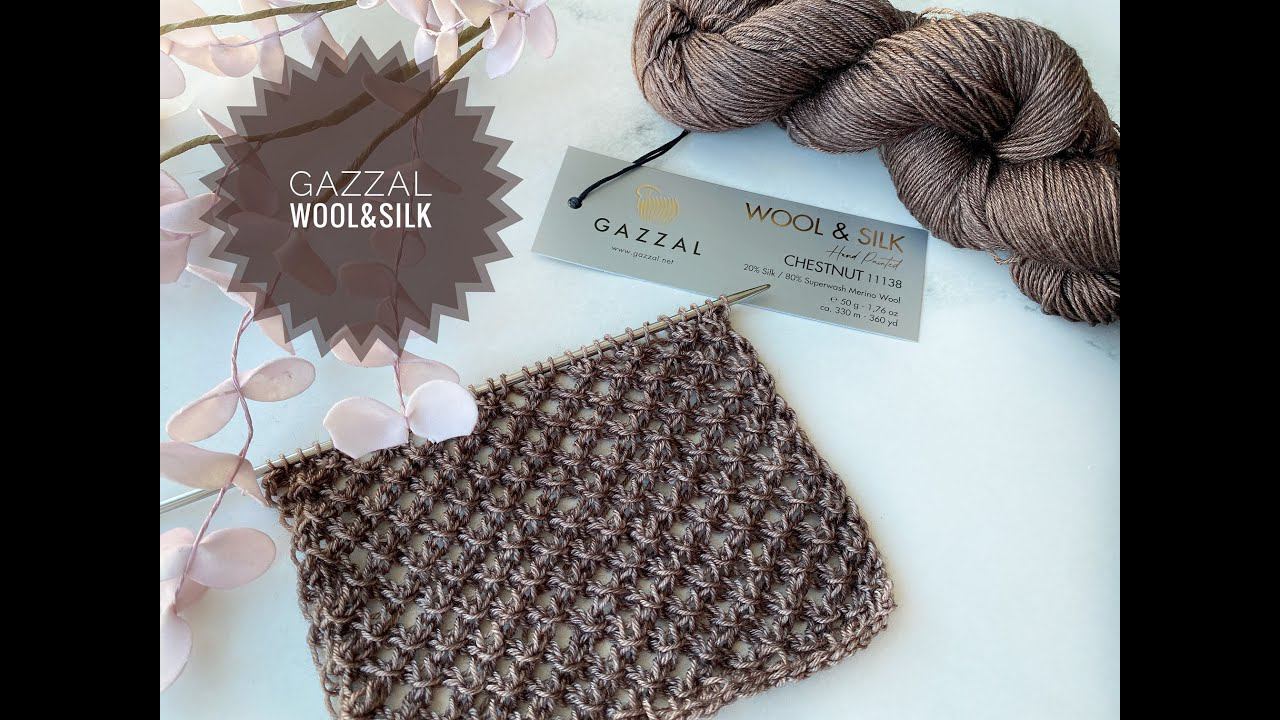 Сетка спицами Gazzal Wool&Silk #вязание #вязаниекрючком #мастеркласс #узорыспицами