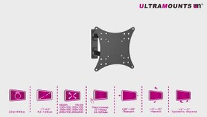 UltraMounts UM867. Установка телевизора на стену с помощью наклонно-поворотного кронштейна UM867.