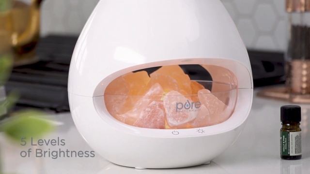 PureGlow™️ Crystal Himalayan Salt Rock Lamp & Ultrasonic Oil Diffuser | Pure Enrichment® смотреть онлайн