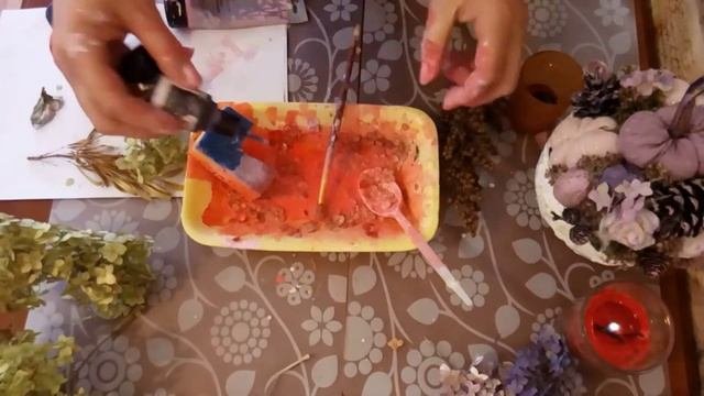 Тонирование гартензии акриловыми красками /природныематериалы/ поделки/ переделки/ /декор/ сухоцвет
