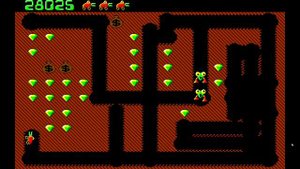 Digger Dos Level 3; Dos Digger game review; PC game Digger 1983; Perfect score of 30825
