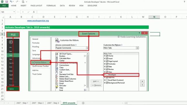 How to Enable Developer Tab in Excel 2007,2010 and 2013 смотреть онлайн