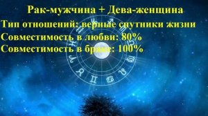 Совместимость Рак-мужчина и Дева-женщина
