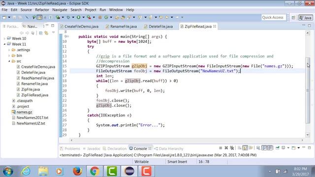 Unzip a GZIP File using Java смотреть онлайн