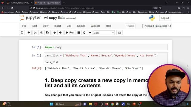 Copy function in Lists in python including deep copy vs shallow copy