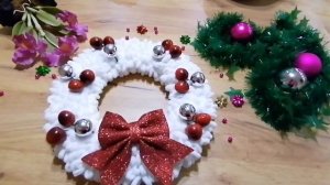 Готовимся к Новому Году!!! Рождественский венок из пряжи Alize Puffy Fine