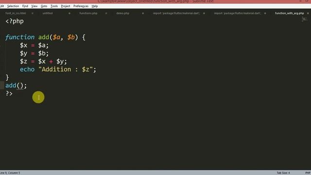 php tutorials in hindi | oop concept | function with argument