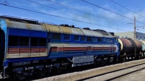 Тепловоз 2ТЭ116-1716 "БТС", перегон Автово - Предпортовая, г.СПб, 17.04.2022г.(4K UHD)