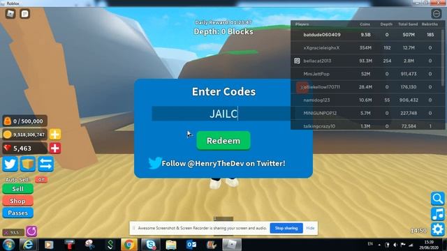 Treasure hunt Simulator Roblox Codes смотреть онлайн