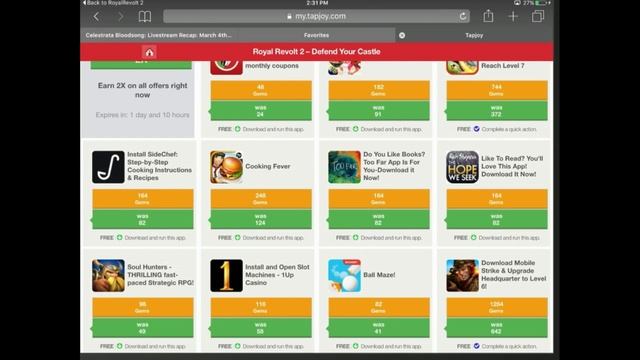 Tapjoy spring bonus free and double gems Royal revolt 2 смотреть онлайн
