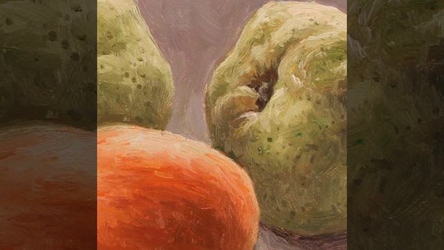 Картина авторская "Яблочки и груши". Художник - Александр Воля. Холст / Масло, 30х40 см