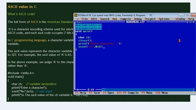 C :16 ASCII Code in Telugu