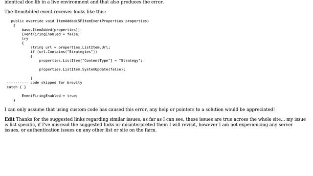 Sharepoint: Custom workflows won't send email on doc lib with event receiver