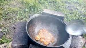 Пельмени | Необычное приготовление в казане | как пожарить пельмени