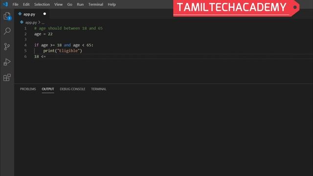Chaining Comparison Operators | Python Tutorial - Python for Beginners [Full Course] in Tamil