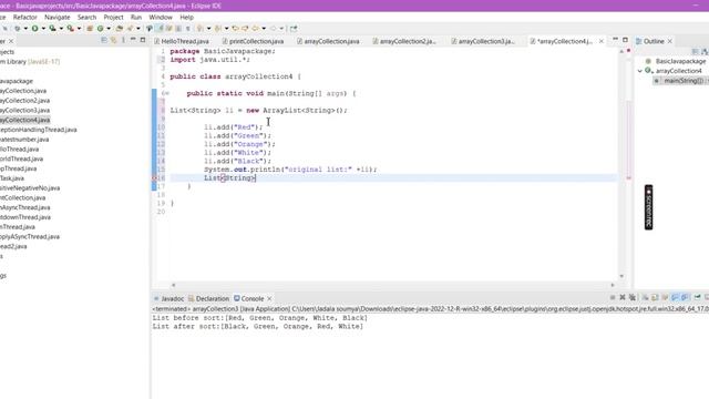 A Java program to extract a portion of a array list | Java