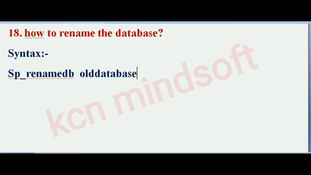 How to rename the database in SQL| tutorials for beginners by chinnu
