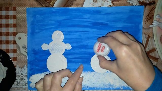 Как нарисовать СНЕГОВИКА без кисточки. Нетрадиционная техника. Урок рисования для детей от 2 лет смотреть онлайн