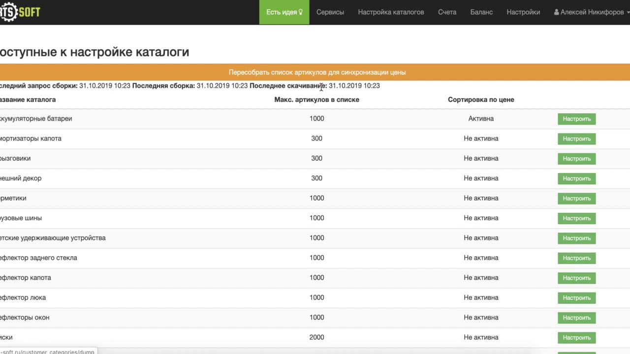 Синхронизация закупочных цен с каталогами Parts-soft.ru