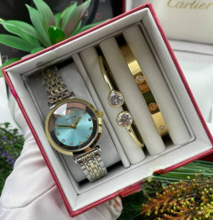 Женские часы Swarovski золотые набор