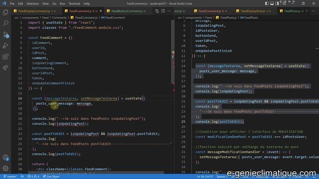 JavaScript477-React.js-Implémentation de la route sur  bouton MODIFIER pour modifier un commentaire