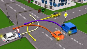 Кто из водителей выбрал разрешенную траекторию для выполнения поворота налево?