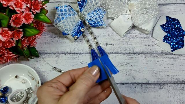 Бантики с регилином и подвесками Очень просто и красиво\Master diy МК канзаши