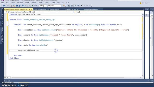 VB.NET - How To Populate ComboBox From SQL Server Database Values In Visual Basic .Net [with code] смотреть онлайн