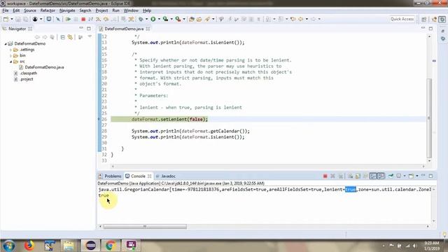 How to use isLenient() method of java.text.DateFormat class? | Datetimeformatter in java