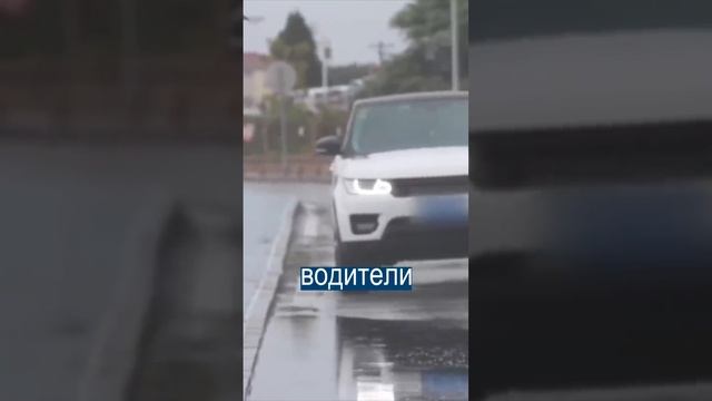 Кореец с кирпичом заставил водителей тормозить перед лужами