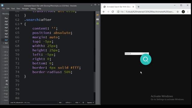 Animated Search Bar With Glowing Effect || HTML5 & CSS3 || Full Tutorial