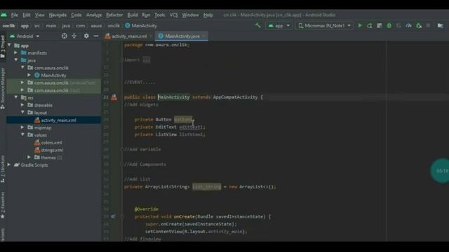simple string list view create in Android studio / Aauraparti