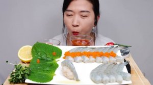 탱글탱글 오독오독 생새우 회 초밥 날치알 먹방 ASMR RAW SHRIMP Flying Fish Roe MUKBANG EATING SOUNDS NO TALKING | NAJIN