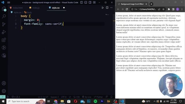 #61 Background Image Scroll Effect In Javascript | Javascript Complete Course Project Based Learnin