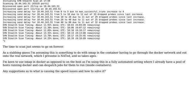 Unix & Linux: Nmap really slow to scan inside docker container смотреть онлайн